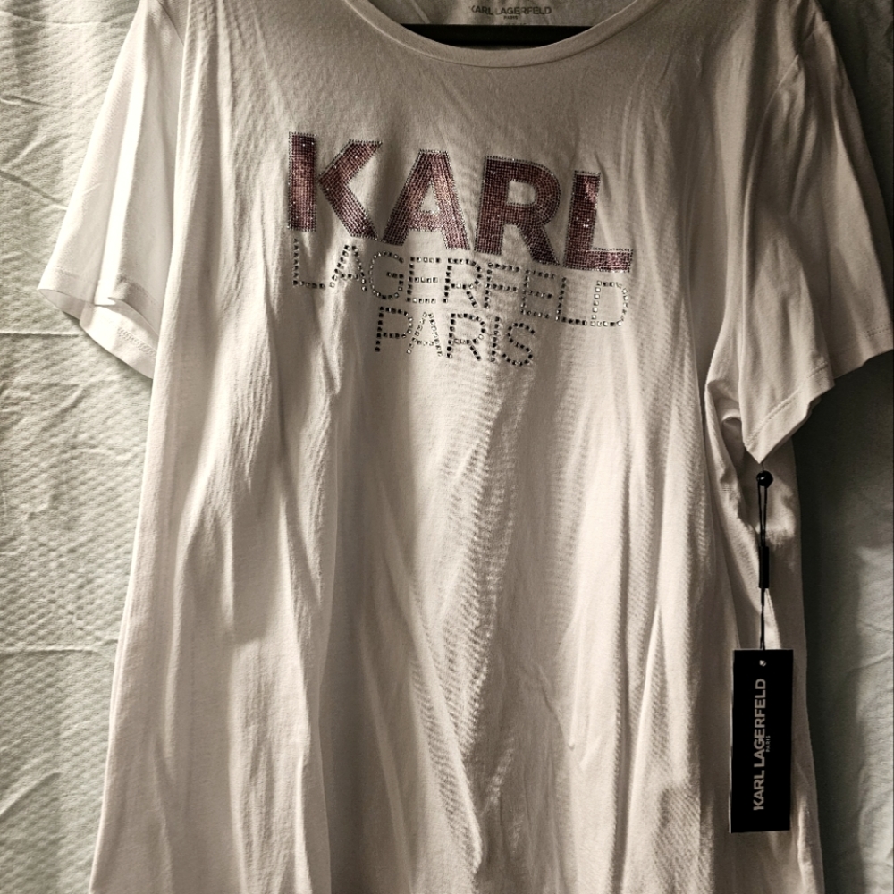 White Karl Lagerfeld t-shirt with Bling!